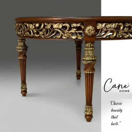 طاولة مدخل رويال هيريتيج خشب طبيعي محفور يدوياً بزخارف ذهبية ملكية من كاني هوم.