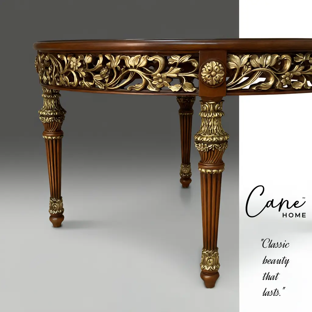 طاولة مدخل رويال هيريتيج خشب طبيعي محفور يدوياً بزخارف ذهبية ملكية من كاني هوم.