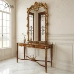 مدخل فرنسي خشب زان مطعم بالنحاس مع مرآة مذهبة من كاني هوم.